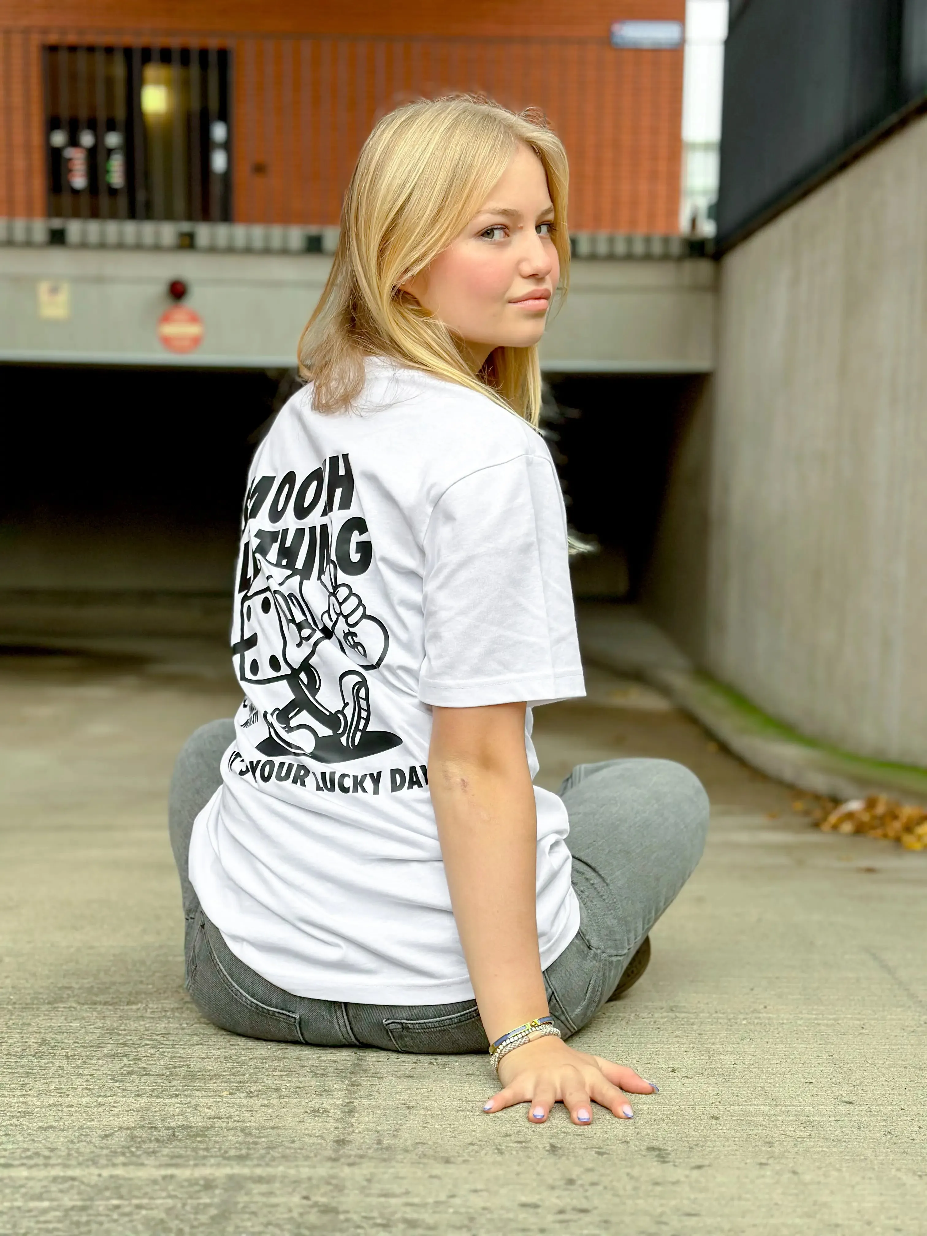 White T / Dice Black Front Back Women