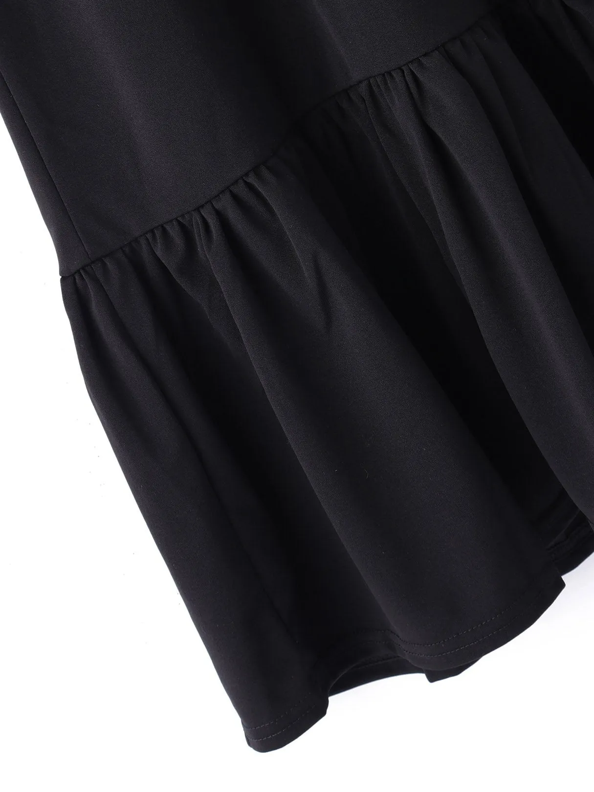 Wholesale Black Round Neck Sleeveless Embroidered Ruffle Hem Casual Dress