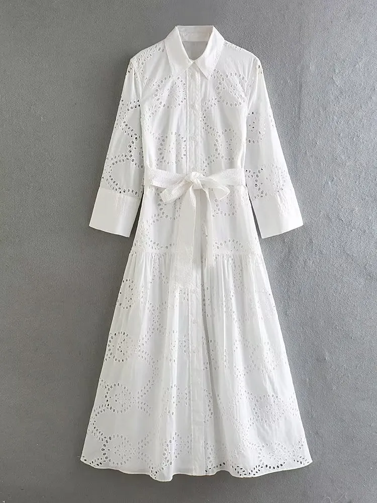 Woman Cotton Casual White Dress