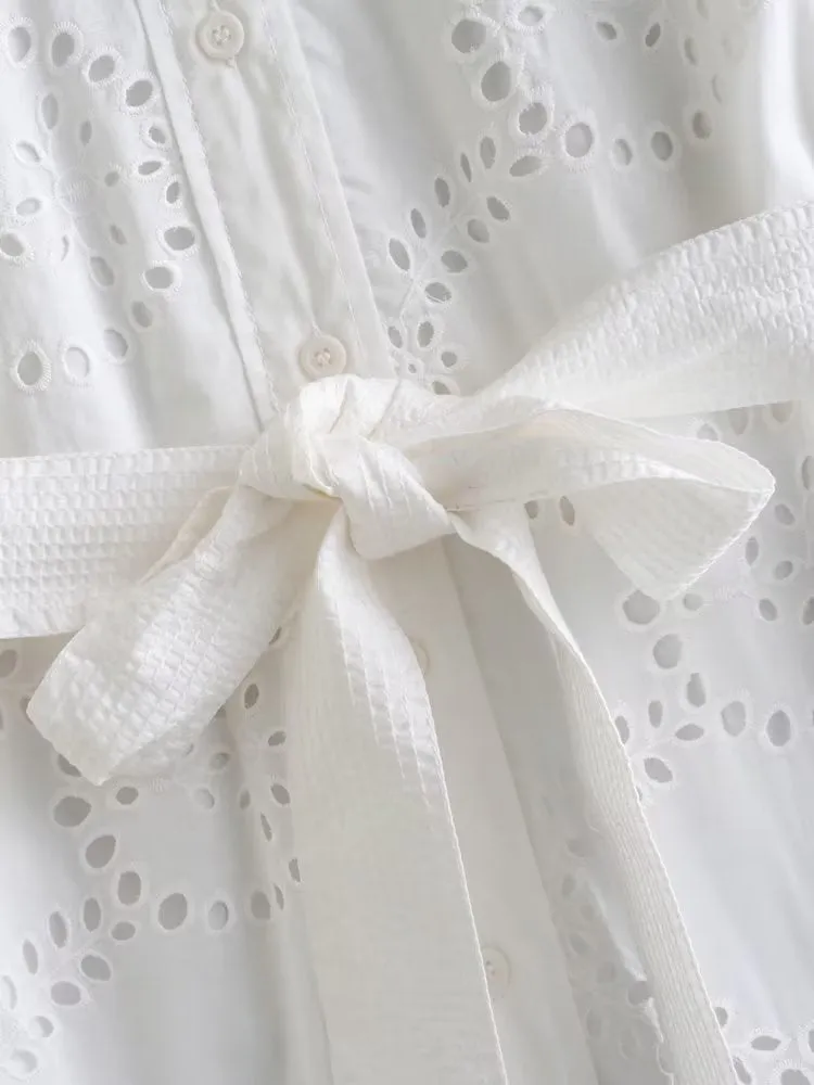 Woman Cotton Casual White Dress