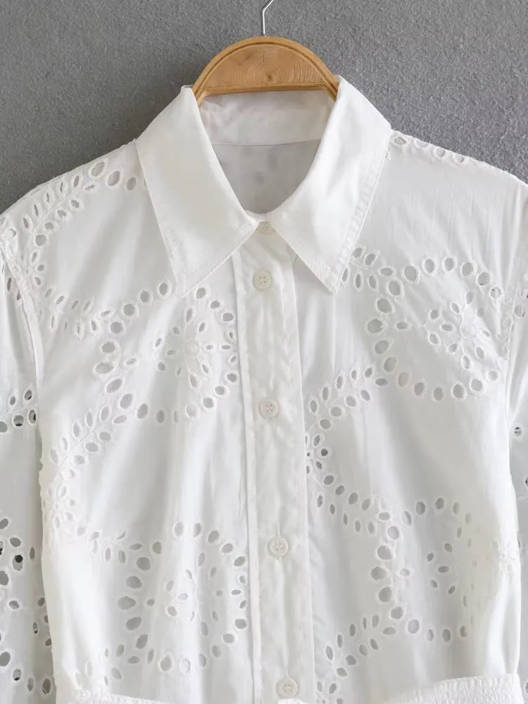 Woman Cotton Casual White Dress