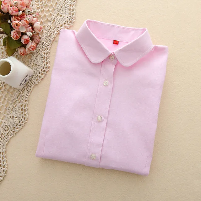 Women Blouses 2017 New Arrived EYM Brand Casual Cotton Oxford Long Sleeved Shirt Blusas Plus Size Women Tops Chemise Femme Style