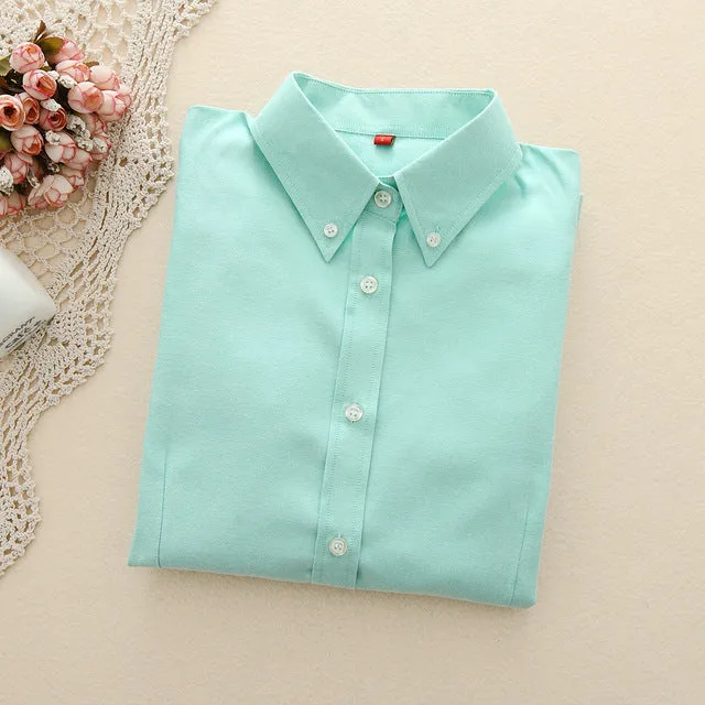 Women Blouses 2017 New Arrived EYM Brand Casual Cotton Oxford Long Sleeved Shirt Blusas Plus Size Women Tops Chemise Femme Style