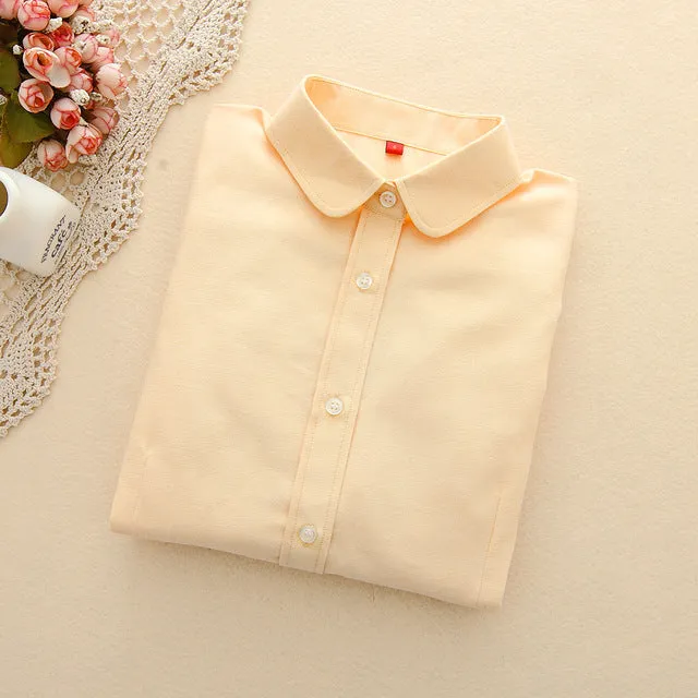 Women Blouses 2017 New Arrived EYM Brand Casual Cotton Oxford Long Sleeved Shirt Blusas Plus Size Women Tops Chemise Femme Style
