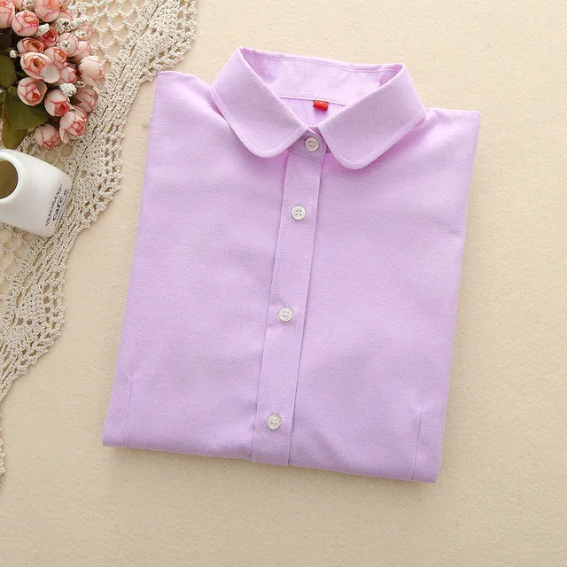 Women Blouses 2017 New Arrived EYM Brand Casual Cotton Oxford Long Sleeved Shirt Blusas Plus Size Women Tops Chemise Femme Style