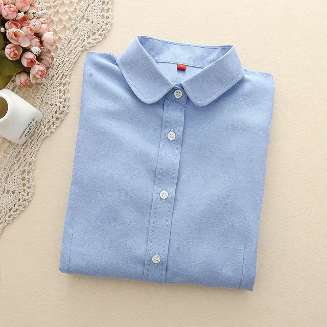 Women Blouses 2017 New Arrived EYM Brand Casual Cotton Oxford Long Sleeved Shirt Blusas Plus Size Women Tops Chemise Femme Style