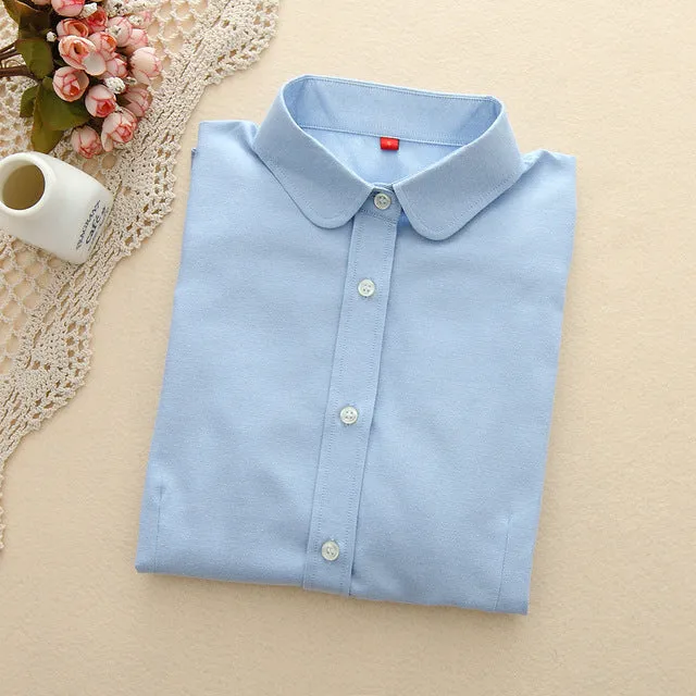 Women Blouses 2017 New Arrived EYM Brand Casual Cotton Oxford Long Sleeved Shirt Blusas Plus Size Women Tops Chemise Femme Style