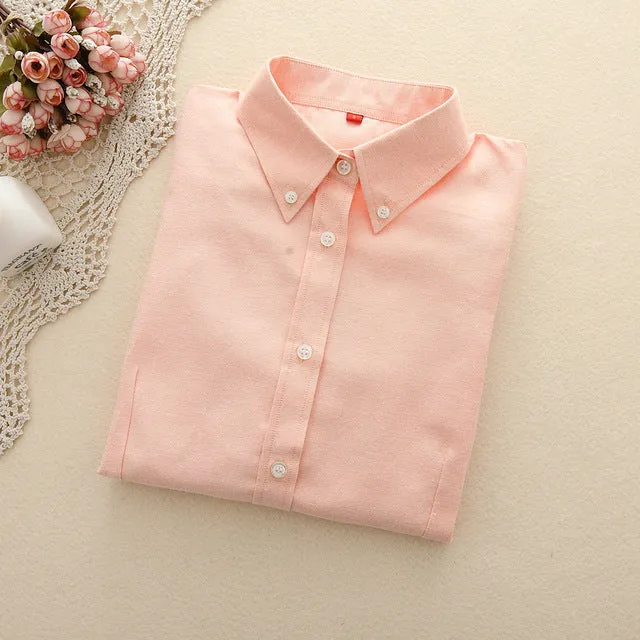 Women Blouses 2017 New Arrived EYM Brand Casual Cotton Oxford Long Sleeved Shirt Blusas Plus Size Women Tops Chemise Femme Style
