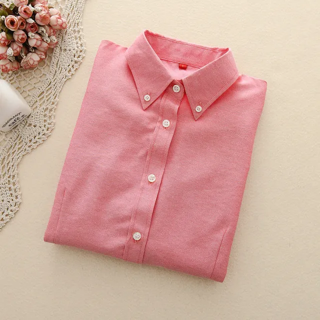 Women Blouses 2017 New Arrived EYM Brand Casual Cotton Oxford Long Sleeved Shirt Blusas Plus Size Women Tops Chemise Femme Style