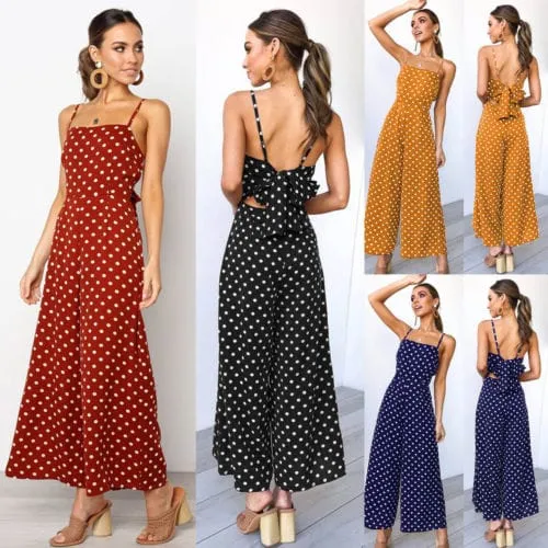 Women Elegant Sexy Jumpsuits Sleeveless Holiday Dress
