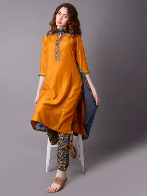 Women Yellow Solid Kurta Comfort Pant Dupatta