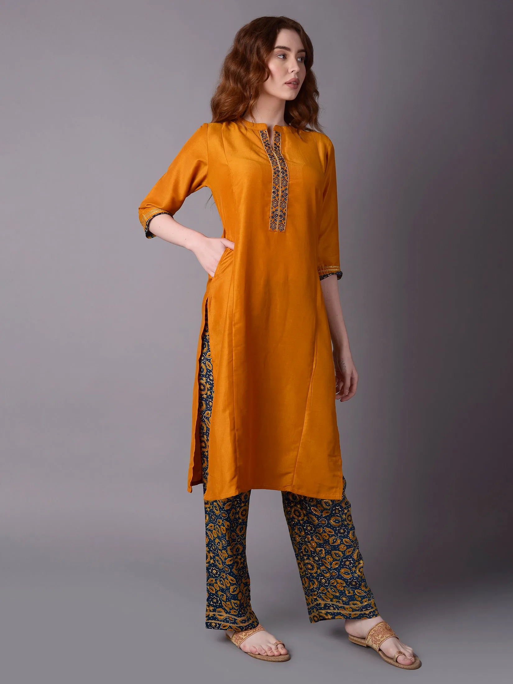 Women Yellow Solid Kurta Comfort Pant Dupatta