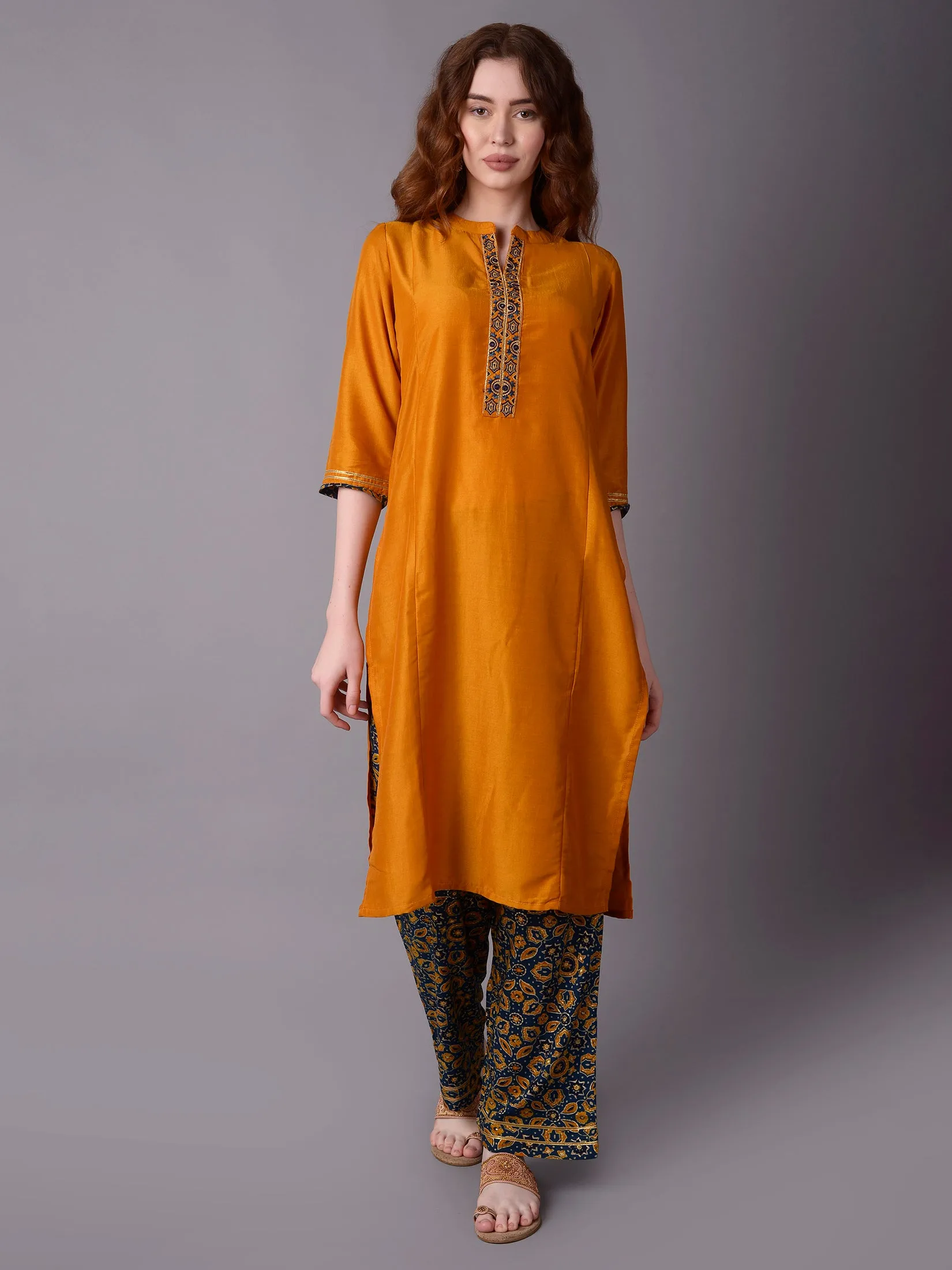 Women Yellow Solid Kurta Comfort Pant Dupatta