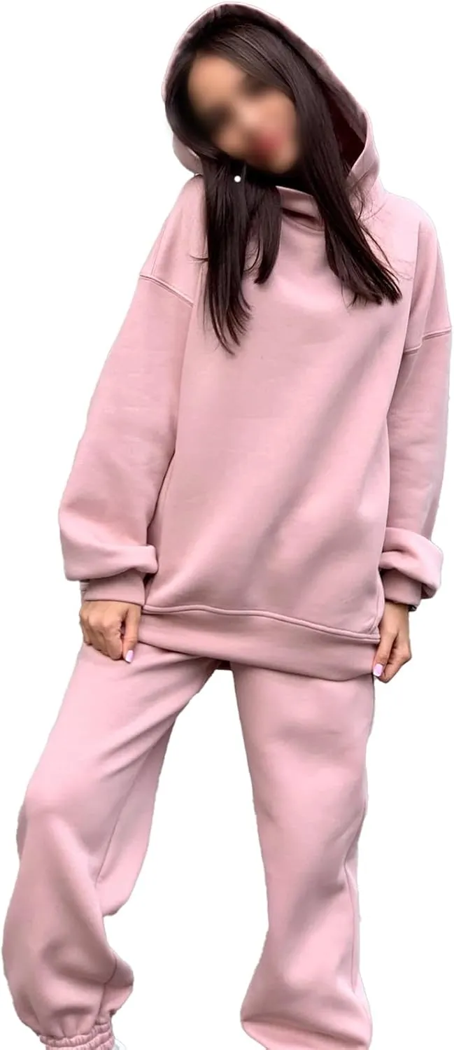 Womens 2 Piece Outfits Sweatsuit Oversized Lounge Sets Sweatshirt Baggy Sweatpants Casual Hoodies with Pockets