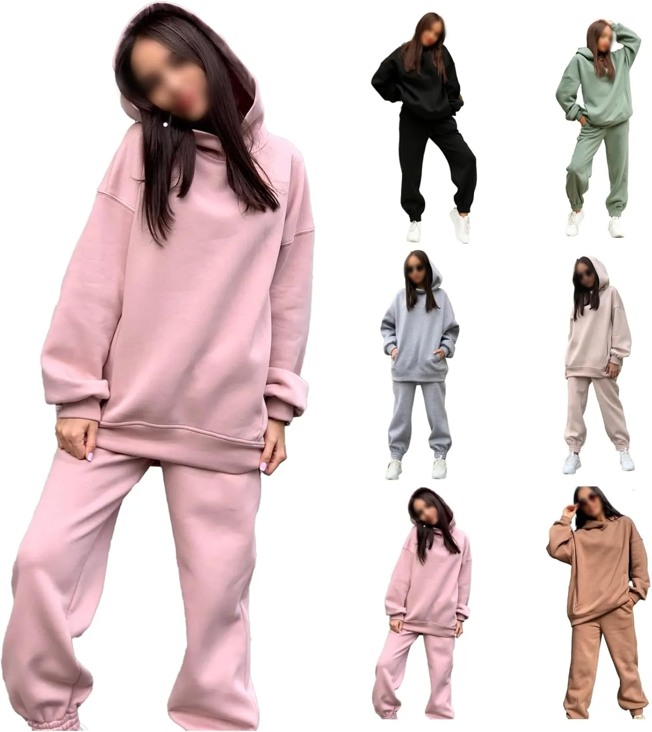 Womens 2 Piece Outfits Sweatsuit Oversized Lounge Sets Sweatshirt Baggy Sweatpants Casual Hoodies with Pockets