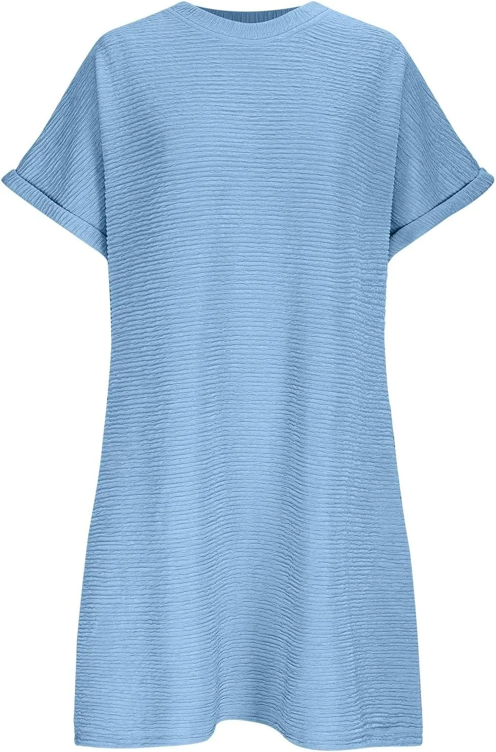Women's Casual Dresses Loose Short Sleeve Crewneck Sundress Fashion Solid Color Vacation Beach Dress with Pocket
