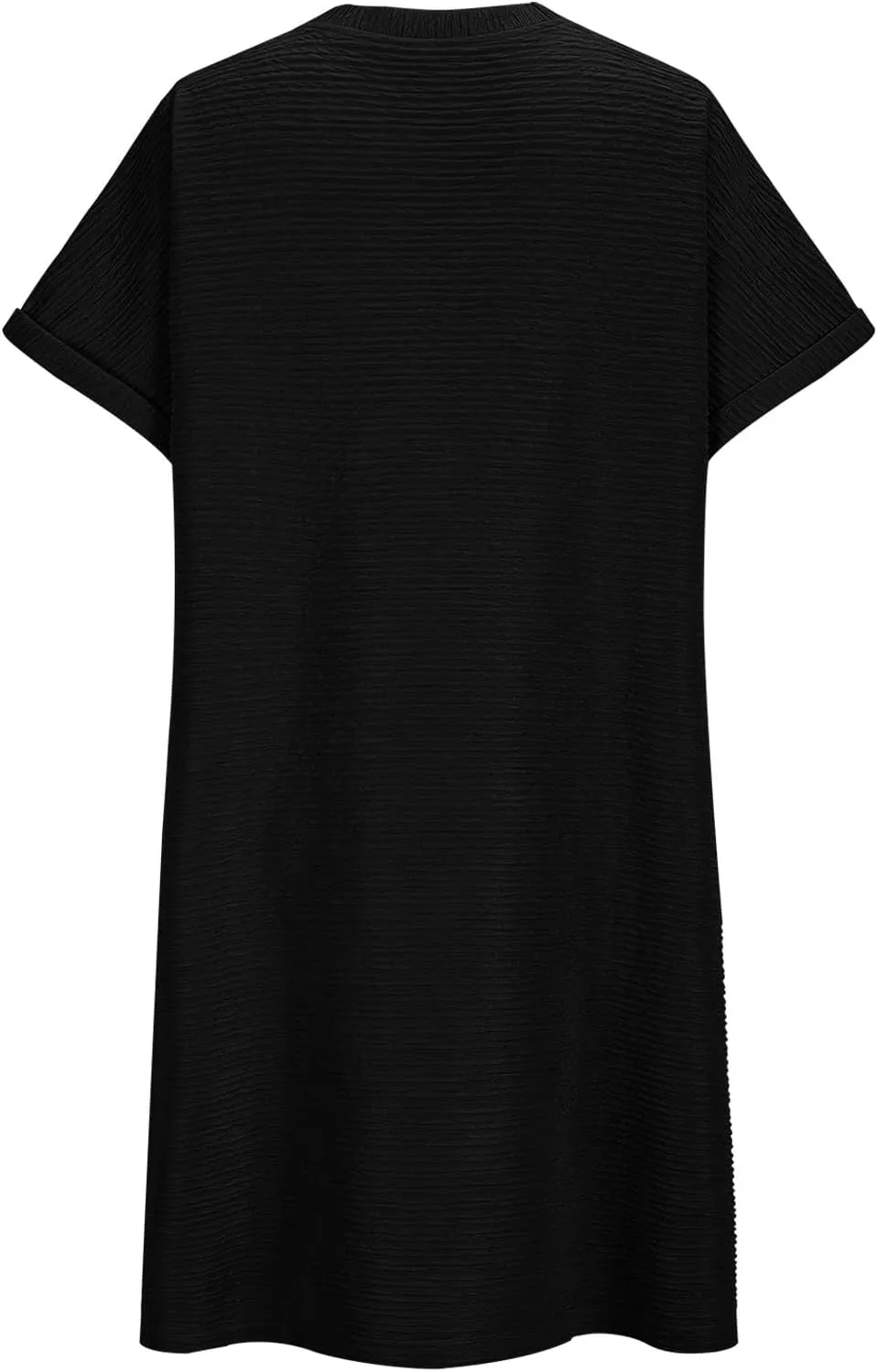 Women's Casual Dresses Loose Short Sleeve Crewneck Sundress Fashion Solid Color Vacation Beach Dress with Pocket
