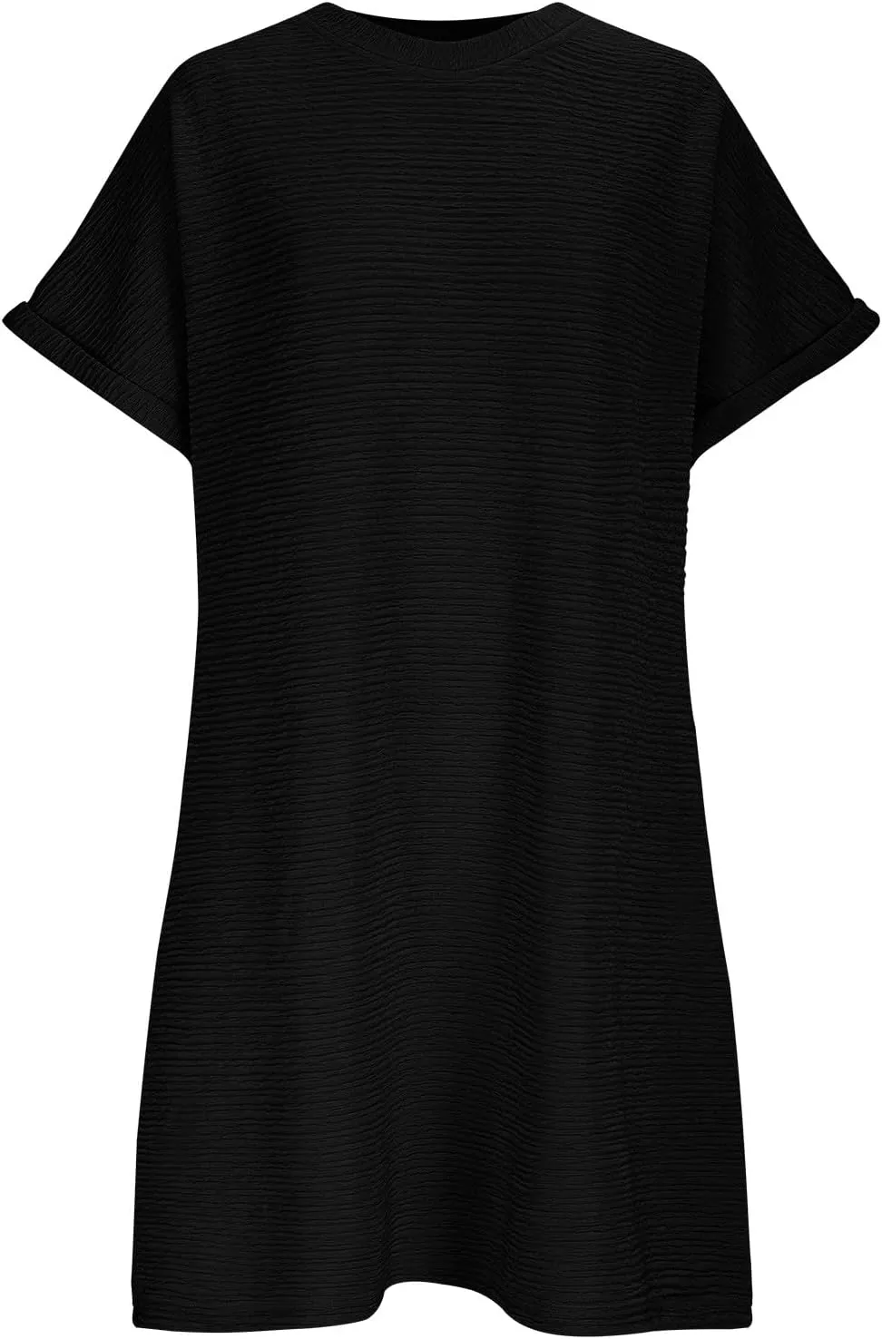 Women's Casual Dresses Loose Short Sleeve Crewneck Sundress Fashion Solid Color Vacation Beach Dress with Pocket