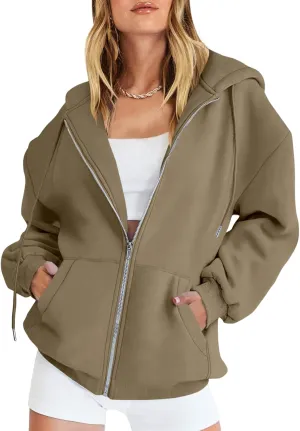 Womens Cute Hoodies Lightweight Zip Up Hooded Sweatshirt Casual Drawstring Hoodie with Pockets
