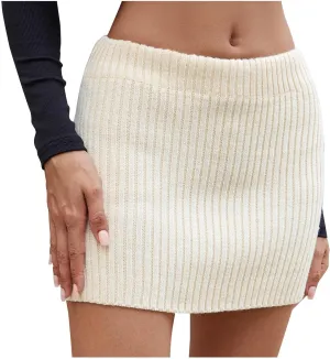 Women's Fashion High Waist Knitting Tight Fitting Half-Body Skirts Summer Casual Comfy Solid Business Short Skirt