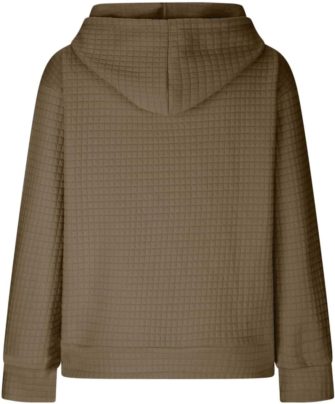 Womens Hoodies Pullover Quilted Long Sleeve Knit Oversized Sweatshirt Fall Drawstring Hooded Sweatshirts with Pocket