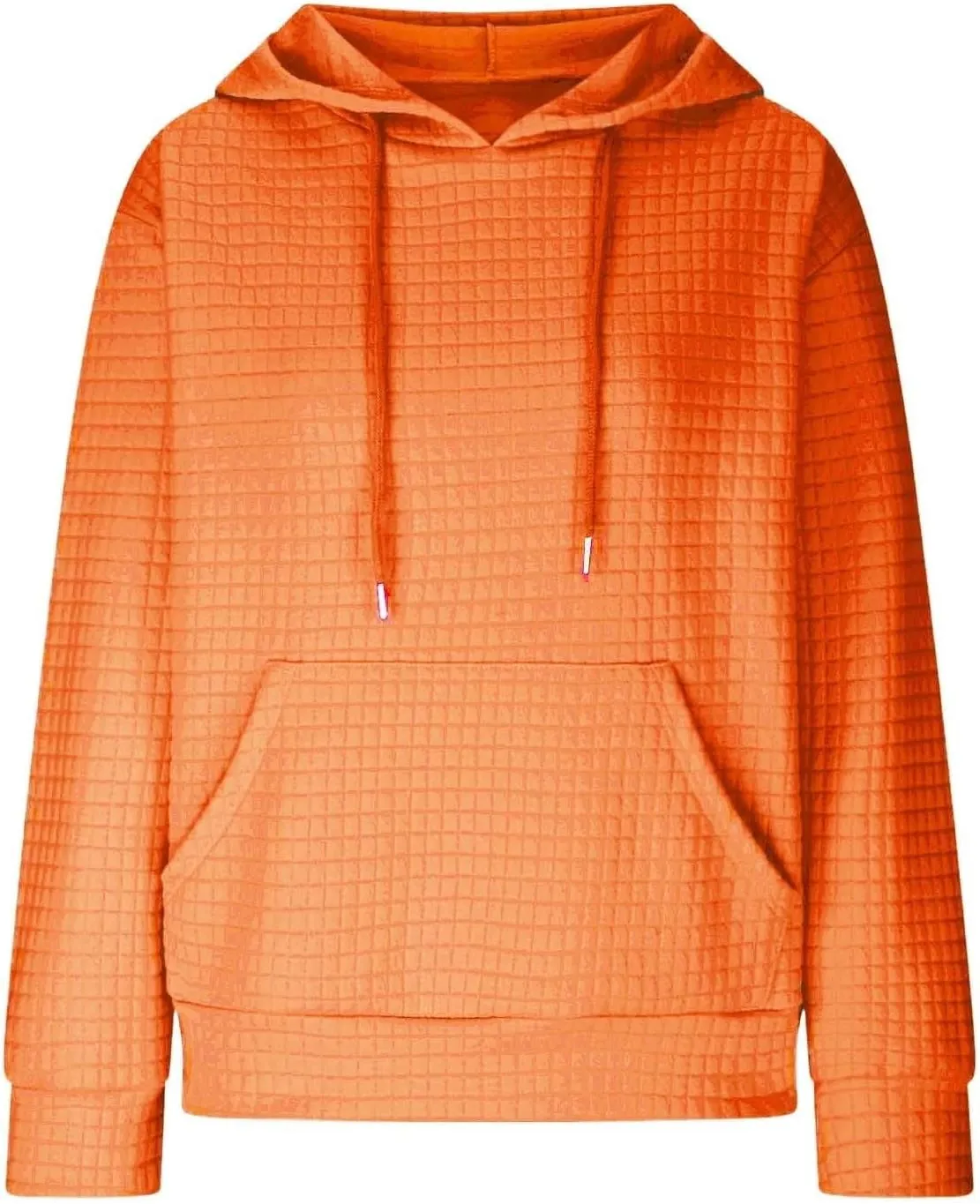 Womens Hoodies Pullover Quilted Long Sleeve Knit Oversized Sweatshirt Fall Drawstring Hooded Sweatshirts with Pocket