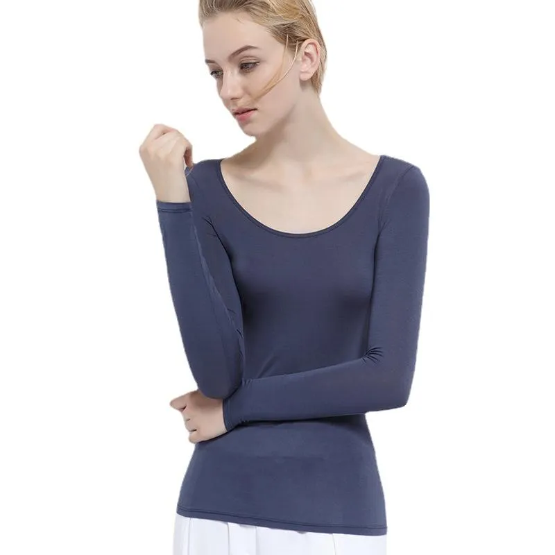 Womens Scoop Neck Long Sleeve Tee Tops Cotton T-Shirts Blouses