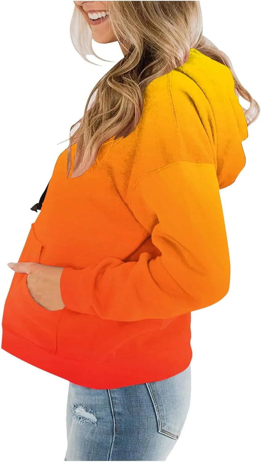 YRAETENM Hoodies for Women Fashion Crew Neck Long Sleeve Fleece Sweatshirts Oversized Lightweight Pullover Tops with Pocket